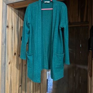 Teal Open Front Cardigan Sweater